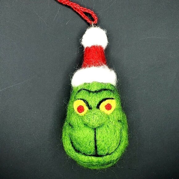 Handmade Felted Wool Santa Monster Ornament Green Halloween Creepy Christmas - Picture 2 of 8